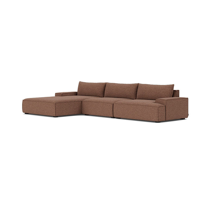 Daphne 3 Seater Chaise Left, Pebble Rust