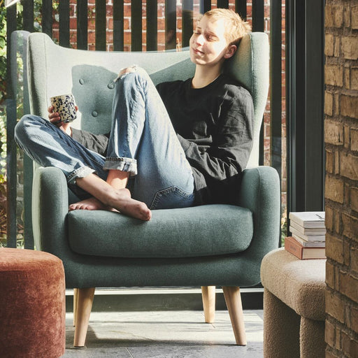 Craig Chair, Fabio Grey Green, Oak Soap Legs