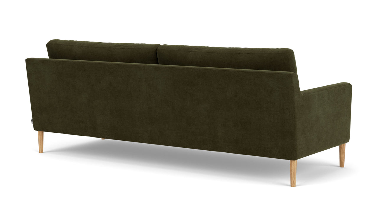 Anna 3 Seater, Moss Olive, Oak Soap Legs