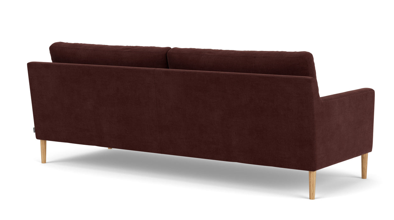 Anna 3 Seater, Moss Burgundy, Oak Legs