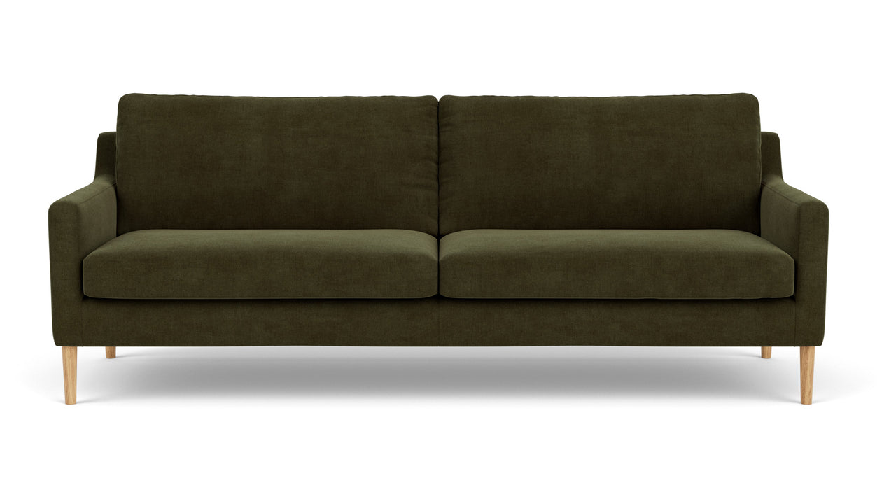 Anna 3 Seater, Moss Olive, Oak Soap Legs