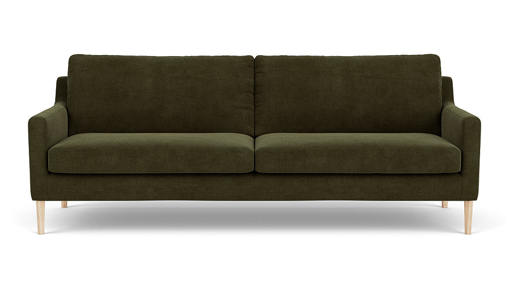 Anna 3 Seater, Moss Olive, Oak Soap Legs