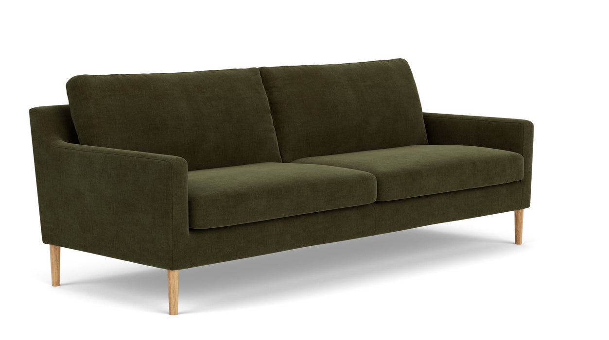 Anna 3 Seater, Moss Olive, Oak Soap Legs