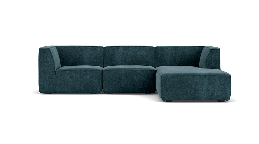 Dane 3 Seater Chaise Right, Danny Dusty Blue