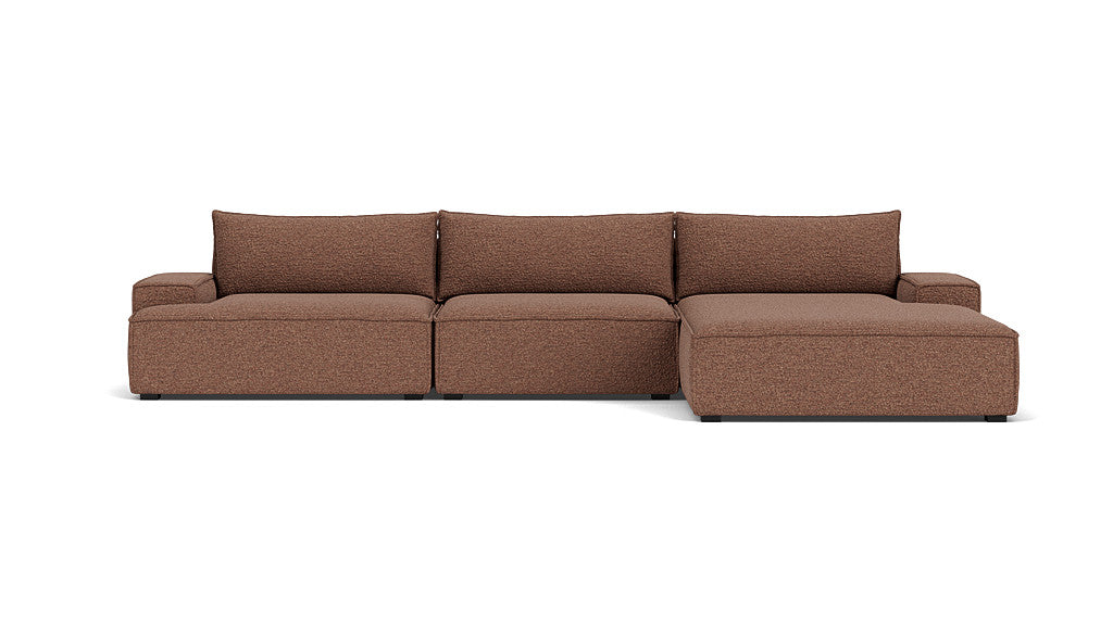 Daphne 3 Seater Chaise Right, Pebble Rust