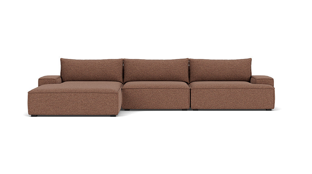 Daphne 3 Seater Chaise Left, Pebble Rust