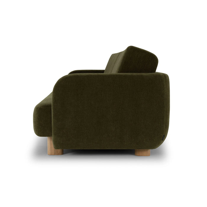 Clara Sleeper Sofa, Moss Olive, Oak Legs