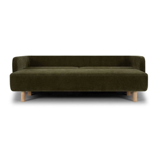Clara Sleeper Sofa, Moss Olive, Oak Legs