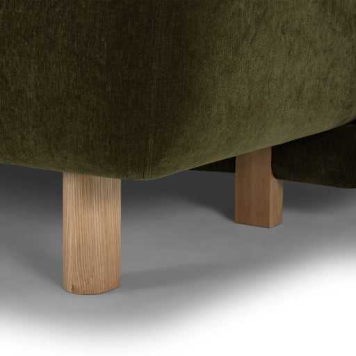 Clara Sleeper Sofa, Moss Olive, Oak Legs