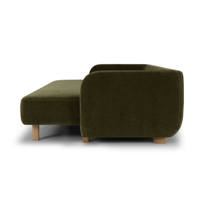Clara Sleeper Sofa, Moss Olive, Oak Legs