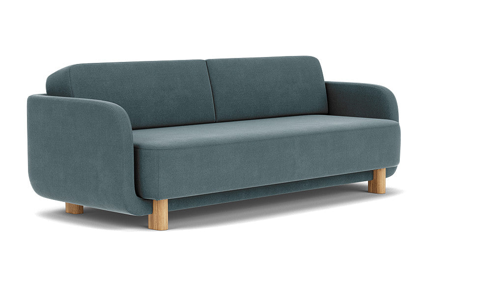 Clara Sleeper Couch, Forest Dust Blue, Oak