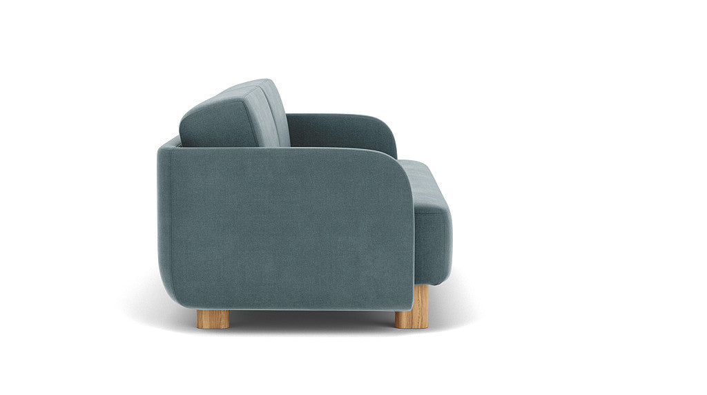 Clara Sleeper Couch, Forest Dust Blue, Oak