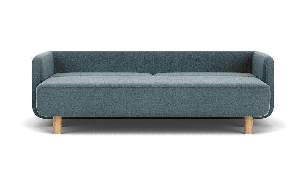 Clara Sleeper Couch, Forest Dust Blue, Oak
