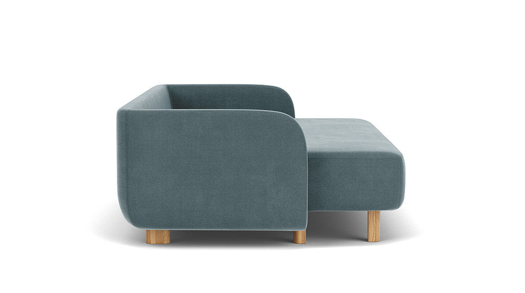 Clara Sleeper Couch, Forest Dust Blue, Oak