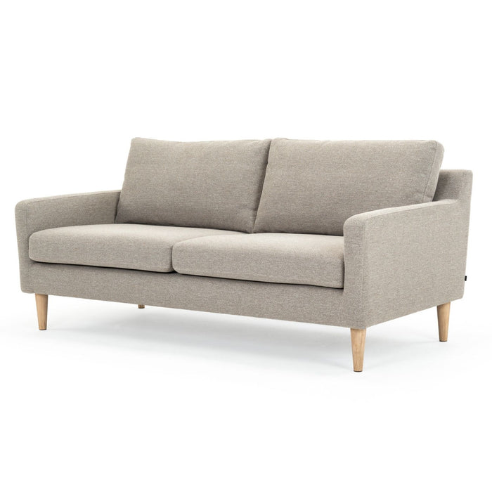 Astha 2 Seater Couch, Agnes Brown, Oak Soap Legs