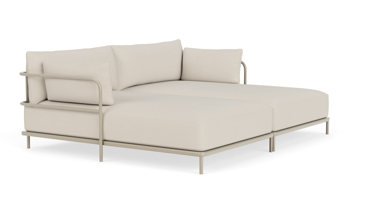 Vincent, Outdoor, 3 Seater Double Chaise, Sandshell, Coral Sand