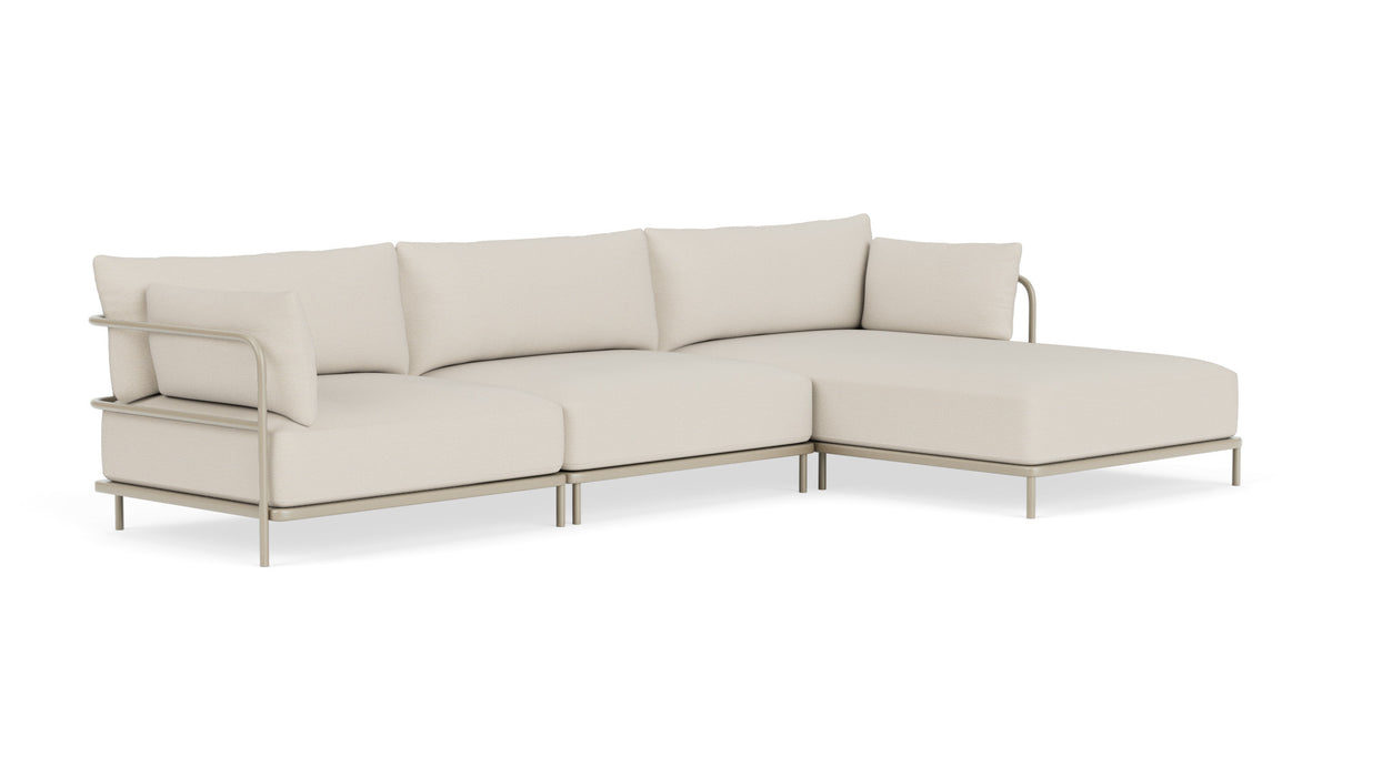 Vincent, Outdoor, 4 Seater Chaise Right, Sandshell, Coral Sand