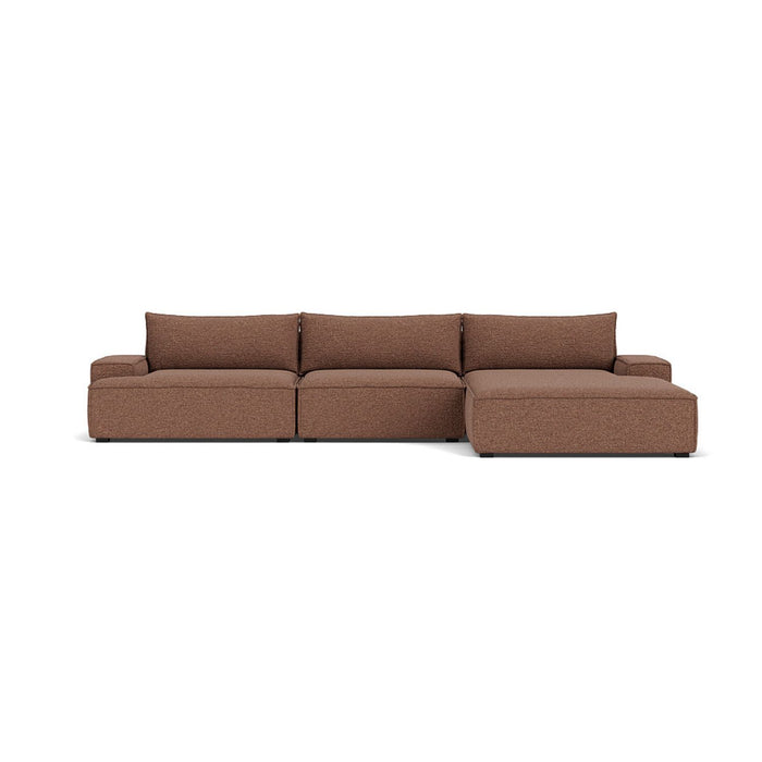 Daphne 3 Seater Chaise Right, Pebble Rust