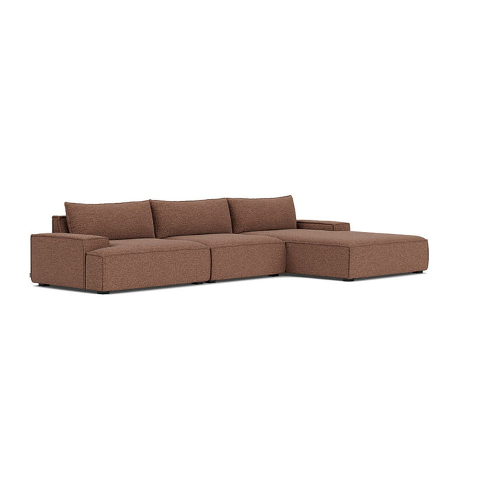 Daphne 3 Seater Chaise Right, Pebble Rust