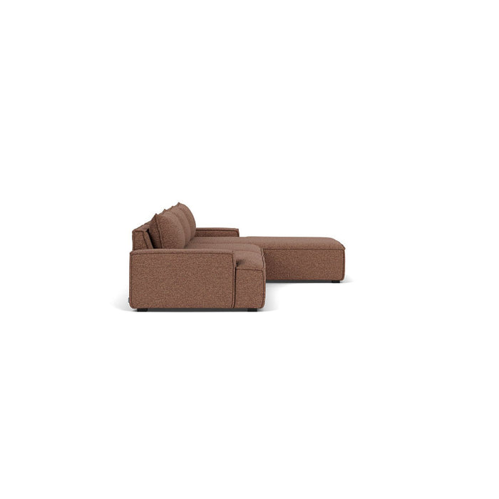 Daphne 3 Seater Chaise Right, Pebble Rust