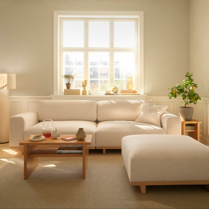 Aya 3.5 Seater Couch Moonlight Sand, Oak Soap