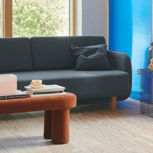 Clara Sleeper Couch, Forest Dust Blue, Oak