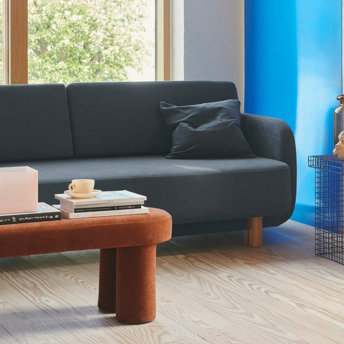 Clara Sleeper Couch, Forest Dust Blue, Oak