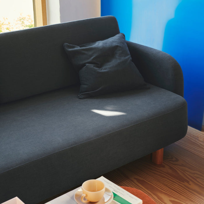 Clara Sleeper Couch, Forest Dust Blue, Oak