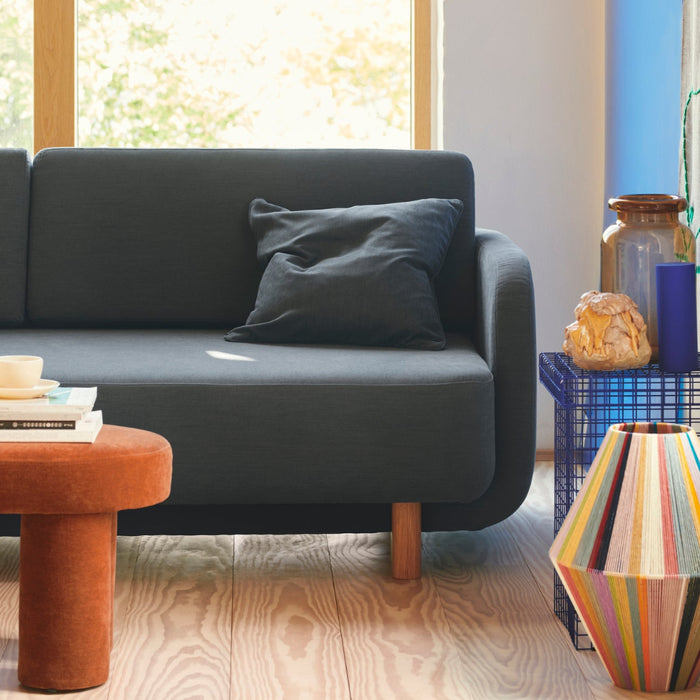 Clara Sleeper Couch, Forest Dust Blue, Oak