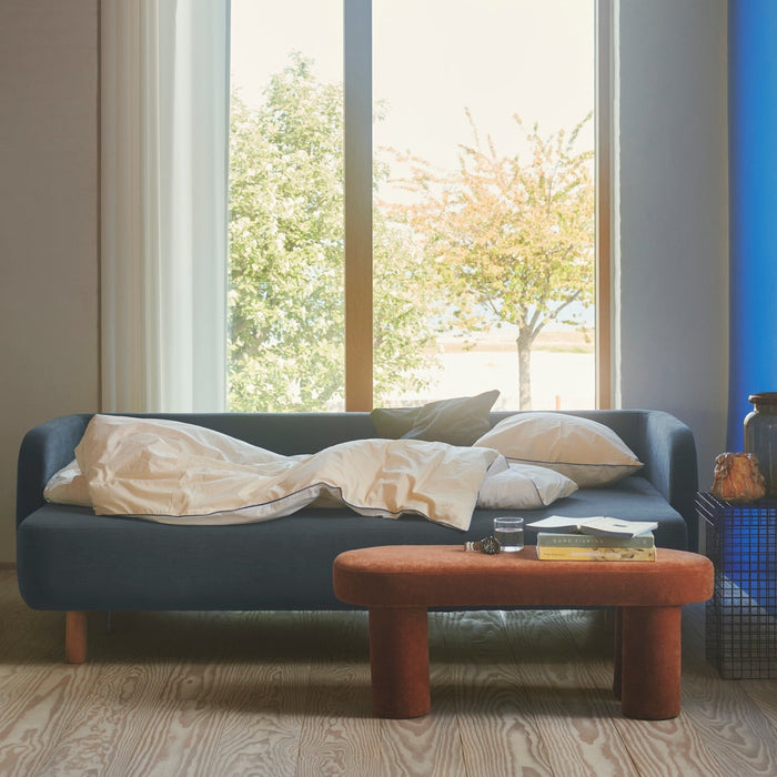 Clara Sleeper Couch, Forest Dust Blue, Oak