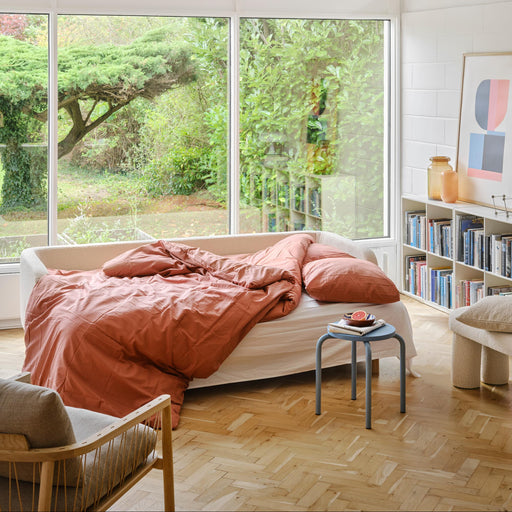Clara Sleeper Couch, Pasha Dune, Oak Soap