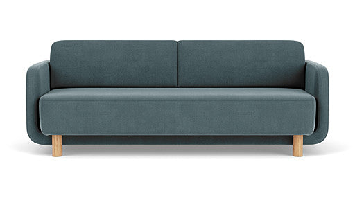 Clara Sleeper Couch, Forest Dust Blue, Oak