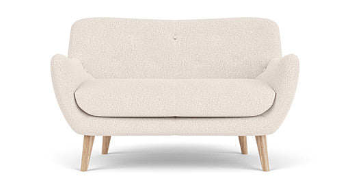 Herman 2 Seater Couch, Maya Cream, Oak Soap Legs